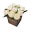 10&#x22; White Peony Flowers In Wood Box